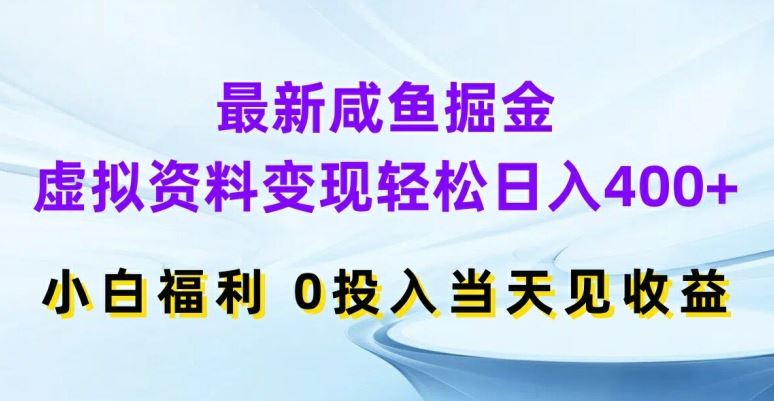 最新咸鱼掘金，虚拟资料变现，轻松日入400+，小白福利，0投入当天见收益【揭秘】-蓝天项目网