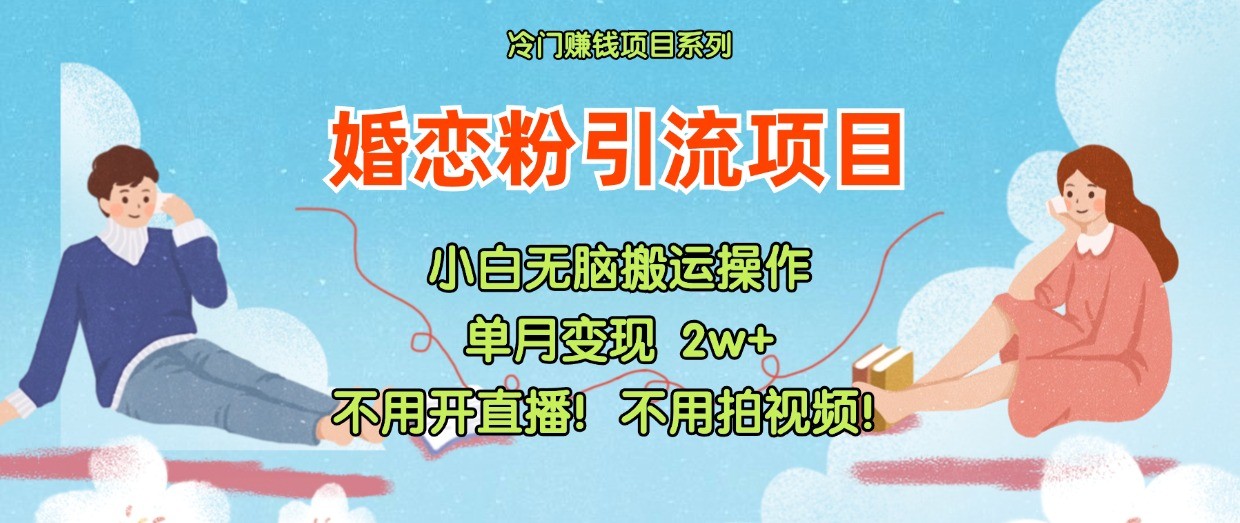 小红书婚恋粉引流，不用开直播！不用拍视频！不用做交付-蓝天项目网