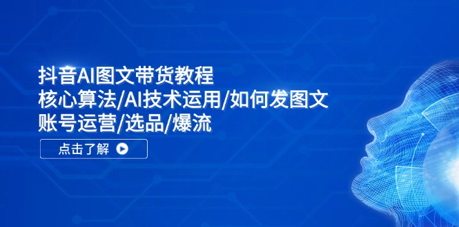 （11958期）抖音AI图文带货教程：核心算法/AI技术运用/如何发图文/账号运营/选品/爆流-蓝天项目网