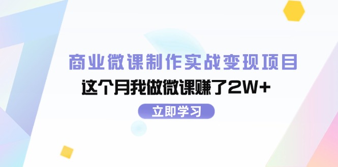 （11959期）商业微课制作实战变现项目，这个月我做微课赚了2W+-蓝天项目网