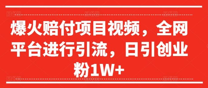 爆火赔付项目视频，全网平台进行引流，日引创业粉1W+【揭秘】-蓝天项目网