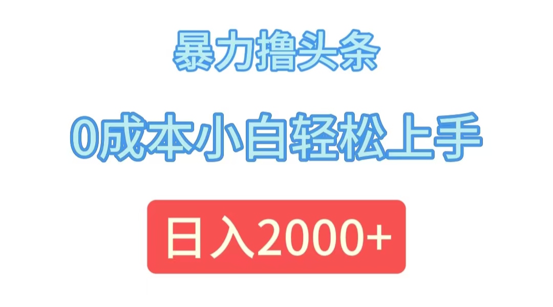 （12068期）暴力撸头条，0成本小白轻松上手，日入2000+-蓝天项目网