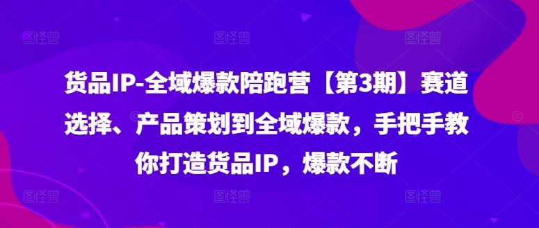 货品IP全域爆款陪跑营【第3期】赛道选择、产品策划到全域爆款，手把手教你打造货品IP，爆款不断-蓝天项目网