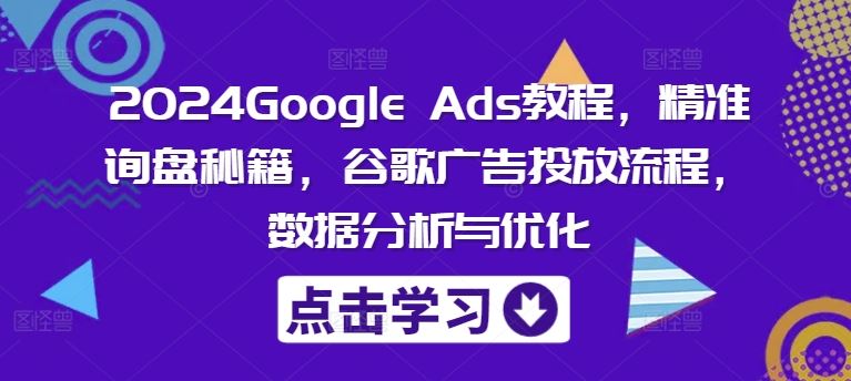 2024Google Ads教程，精准询盘秘籍，谷歌广告投放流程，数据分析与优化-蓝天项目网