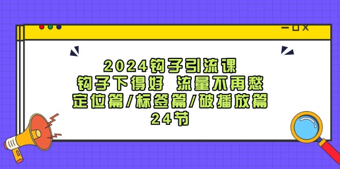 2024钩子引流课：钩子下得好流量不再愁，定位篇/标签篇/破播放篇/24节-蓝天项目网