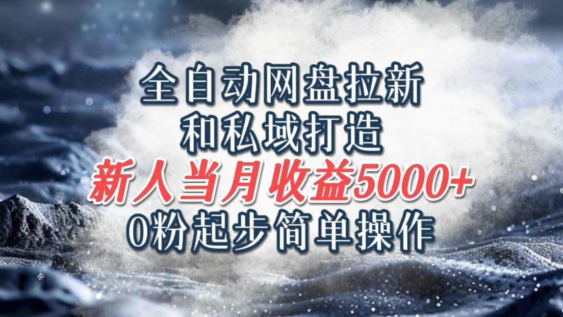 全自动网盘拉新和私域打造，0粉起步简单操作，新人入门当月收益5000以上-蓝天项目网