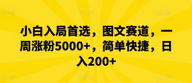 小白入局首选，图文赛道，一周涨粉5000+，简单快捷，日入200+-蓝天项目网