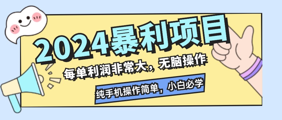 （12130期）2024暴利项目，每单利润非常大，无脑操作，纯手机操作简单，小白必学项目-蓝天项目网