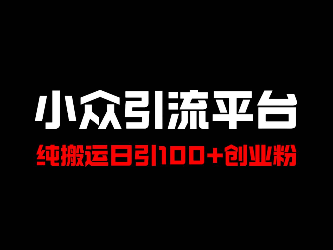 冷门引流平台，纯搬运日引100+高质量年轻创业粉！-蓝天项目网