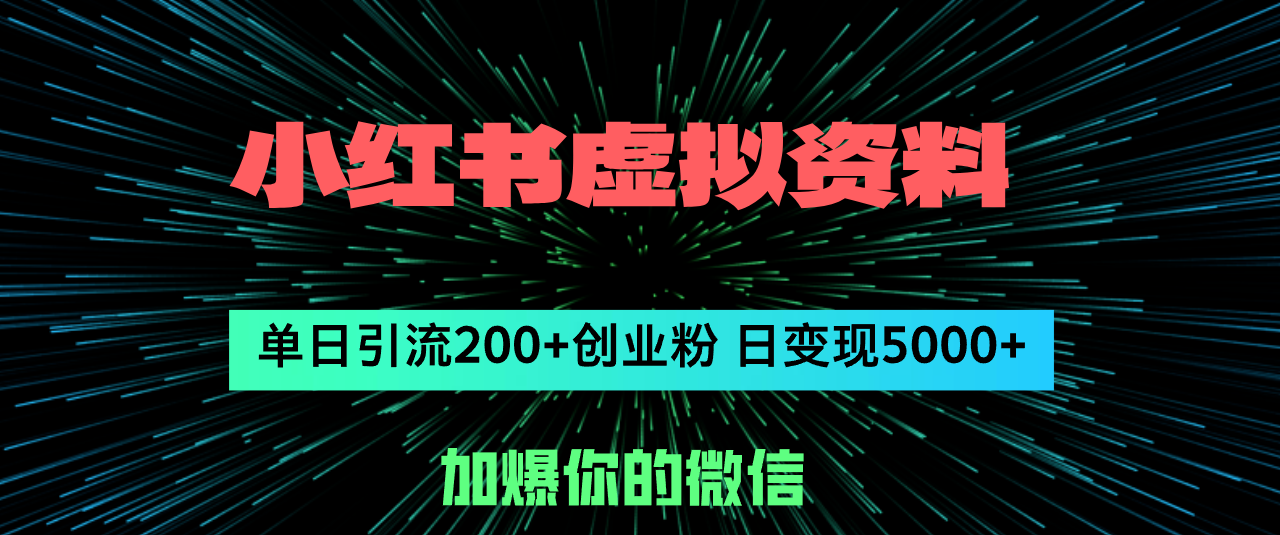 （12164期）小红书虚拟资料日引流200+创业粉，单日变现5000+-蓝天项目网