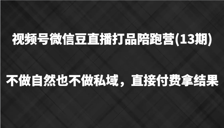 视频号微信豆直播打品陪跑(13期)，不做不自然流不做私域，直接付费拿结果-蓝天项目网