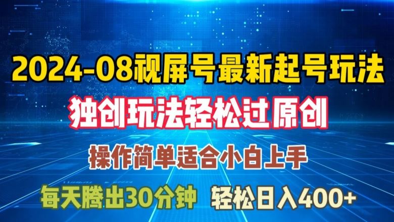 08月视频号最新起号玩法，独特方法过原创日入三位数轻轻松松【揭秘】-蓝天项目网