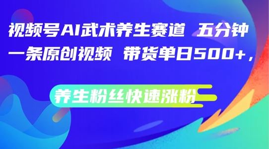 视频号AI武术养生赛道，五分钟一条原创视频，带货单日几张，养生粉丝快速涨粉【揭秘】-蓝天项目网