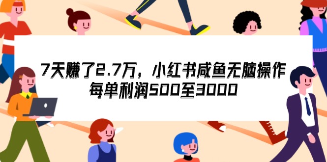 （12192期）7天收了2.7万，小红书咸鱼无脑操作，每单利润500至3000-蓝天项目网