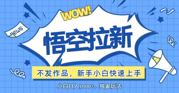 （12243期）悟空拉新最新玩法，无需作品暴力出单，小白快速上手-蓝天项目网