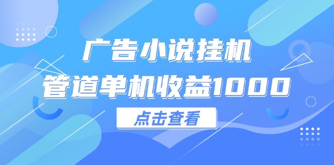 （12198期）广告小说挂机管道单机收益1000+-蓝天项目网