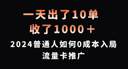 一天出了10单，收了1000+，2024普通人如何0成本入局流量卡推广【揭秘】-蓝天项目网