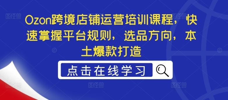 Ozon跨境店铺运营培训课程，快速掌握平台规则，选品方向，本土爆款打造-蓝天项目网