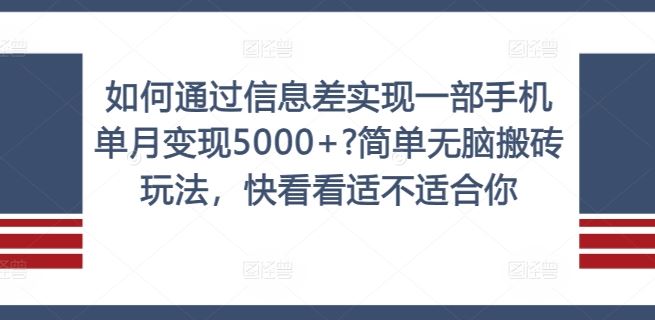 如何通过信息差实现一部手机单月变现5000+?简单无脑搬砖玩法，快看看适不适合你【揭秘】-蓝天项目网