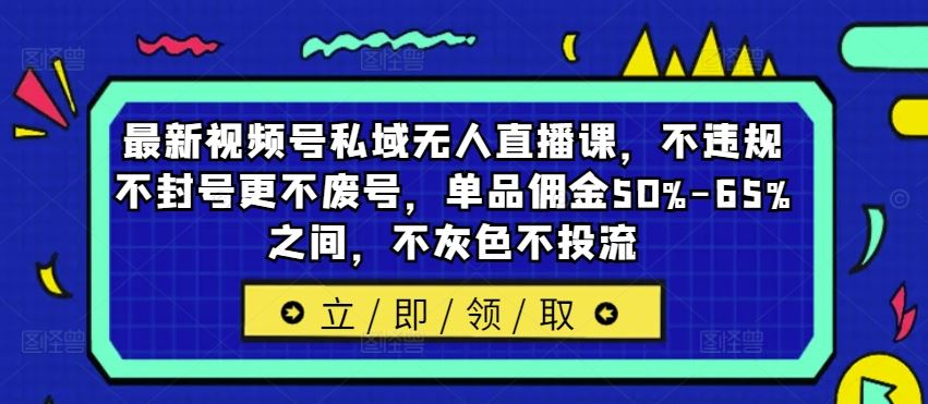 最新视频号私域无人直播课，不违规不封号更不废号，单品佣金50%-65%之间，不灰色不投流-蓝天项目网