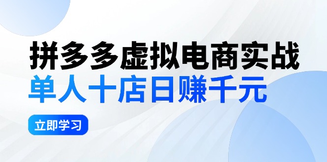 （12326期）拼多多虚拟电商实战：单人10店日赚千元，深耕老项目，稳定盈利不求风口-蓝天项目网