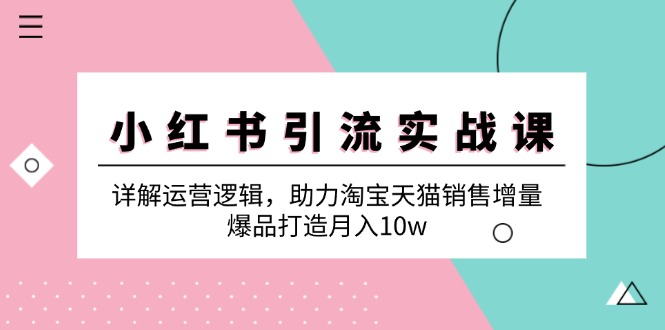 小红书引流实战课：详解运营逻辑，助力淘宝天猫销售增量，爆品打造月入10w-蓝天项目网