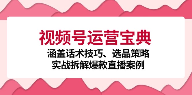 视频号运营宝典：涵盖话术技巧、选品策略、实战拆解爆款直播案例-蓝天项目网