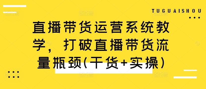 直播带货运营系统教学，打破直播带货流量瓶颈(干货+实操)-蓝天项目网