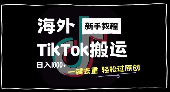 2024最新海外TikTok搬运玩法，一键去重轻松过原创，新手无经验也能日入1k【揭秘】-蓝天项目网