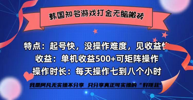 （12852期）韩国知名游戏打金无脑搬砖单机收益500+-蓝天项目网