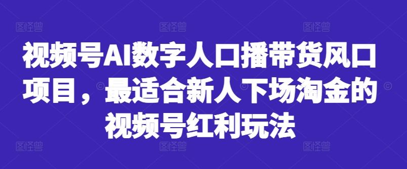 视频号AI数字人口播带货风口项目，最适合新人下场淘金的视频号红利玩法-蓝天项目网