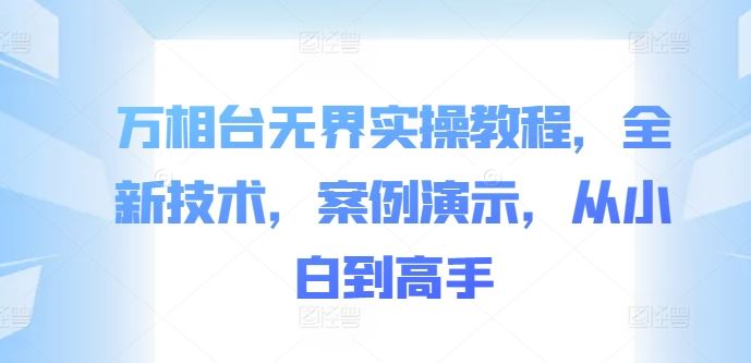 万相台无界实操教程，全新技术，案例演示，从小白到高手-蓝天项目网