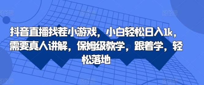 抖音直播找茬小游戏，小白轻松日入1k，需要真人讲解，保姆级教学，跟着学，轻松落地【揭秘】-蓝天项目网