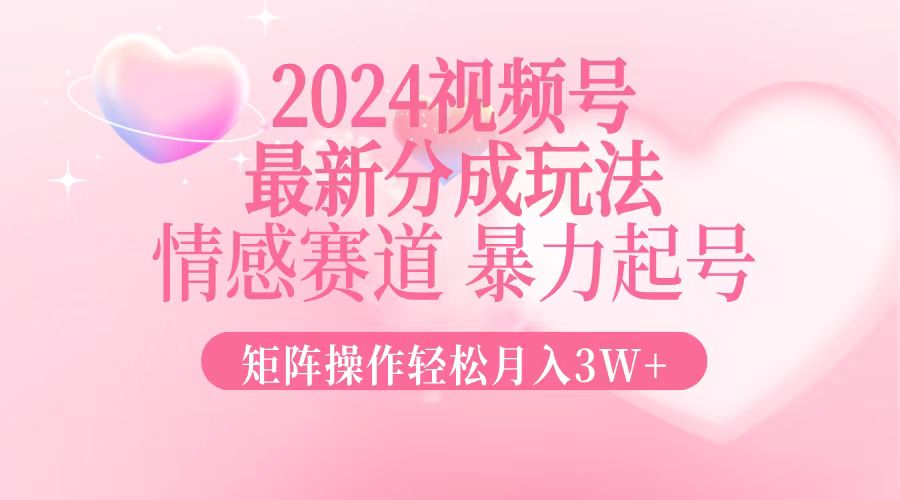 （12922期）2024最新视频号分成玩法，情感赛道，暴力起号，矩阵操作轻松月入3W+-蓝天项目网