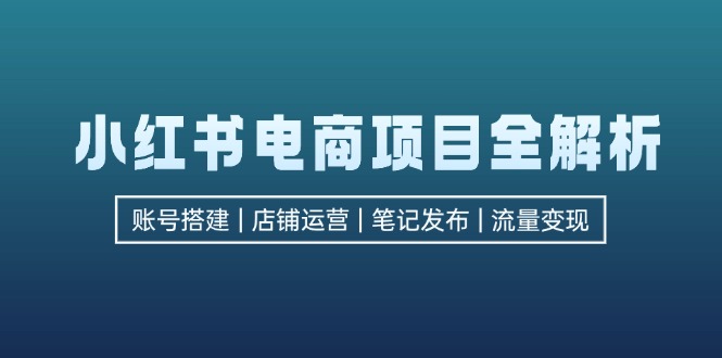 （12915期）小红书电商项目全解析，包括账号搭建、店铺运营、笔记发布  实现流量变现-蓝天项目网