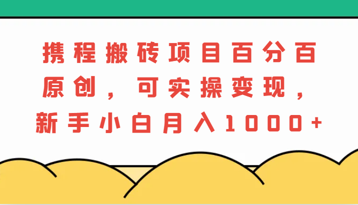 携程搬砖项目，百分百原创，可实操变现，新手小白月入1000+-蓝天项目网