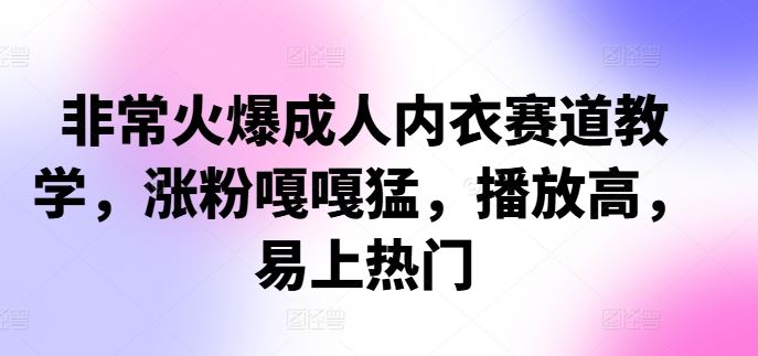 非常火爆成人内衣赛道教学，​涨粉嘎嘎猛，播放高，易上热门-蓝天项目网