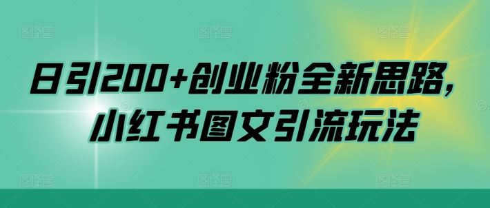 日引200+创业粉全新思路，小红书图文引流玩法【揭秘】-蓝天项目网