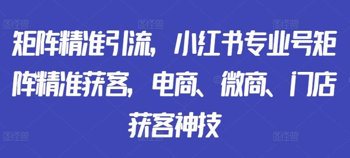 矩阵精准引流，小红书专业号矩阵精准获客，电商、微商、门店获客神技-蓝天项目网