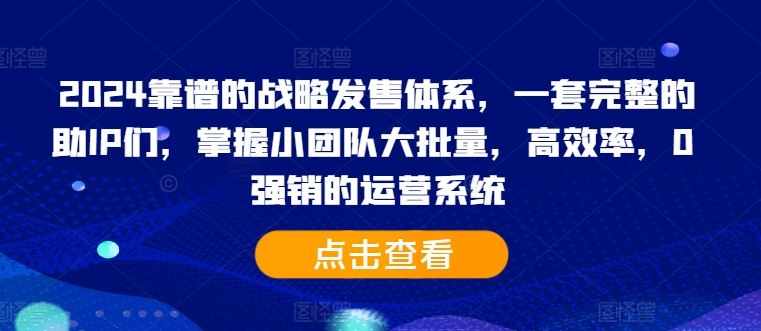 2024靠谱的战略发售体系，一套完整的助IP们，掌握小团队大批量，高效率，0 强销的运营系统-蓝天项目网