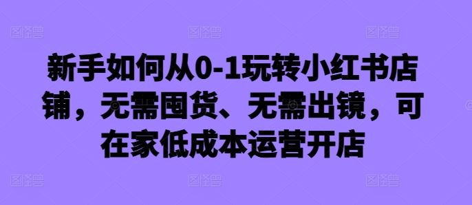 新手如何从0-1玩转小红书店铺，无需囤货、无需出镜，可在家低成本运营开店-蓝天项目网