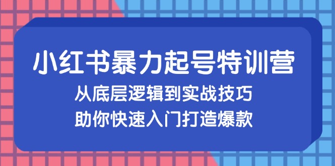 （13003期）小红书暴力起号训练营，从底层逻辑到实战技巧，助你快速入门打造爆款-蓝天项目网