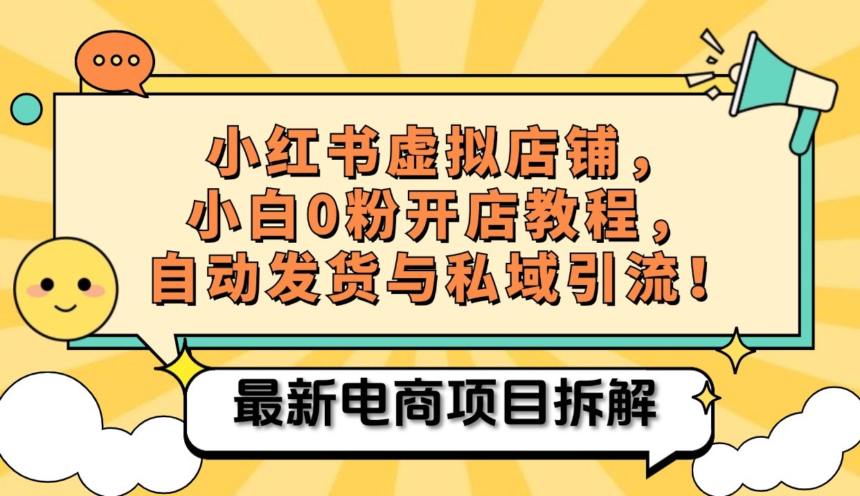 小红书电商，小白虚拟类目店铺教程，被动收益+私域引流-蓝天项目网