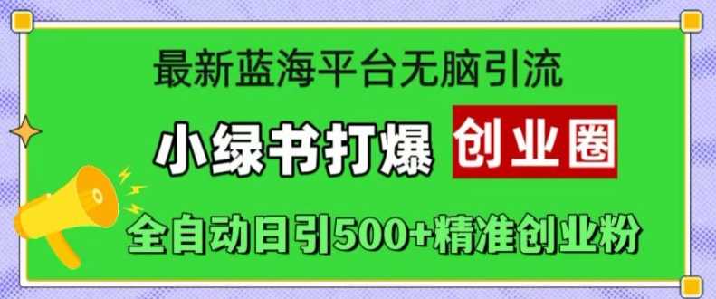 最新蓝海平台无脑引流，小绿书打爆创业圈，全自动日引500+精准创业粉-蓝天项目网