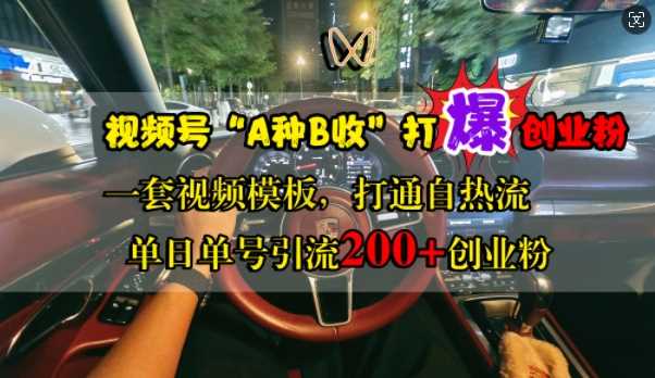 视频号“A种B收”打爆创业粉，一套视频模板打通自热流，单日单号引流200+创业粉-蓝天项目网