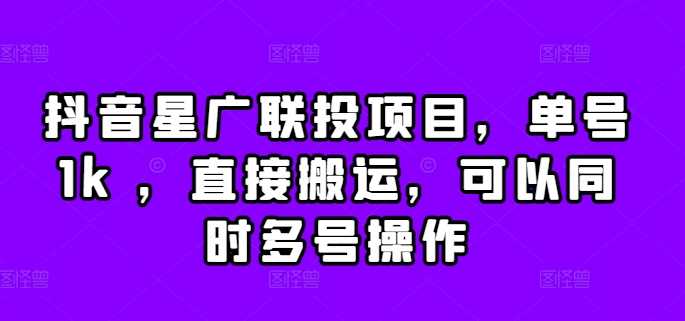 抖音星广联投项目，单号1k ，直接搬运，可以同时多号操作【揭秘】-蓝天项目网