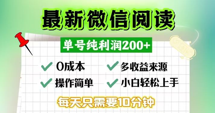 （13108期）微信阅读最新玩法，每天十分钟，单号一天200+，简单0零成本，当日提现-蓝天项目网