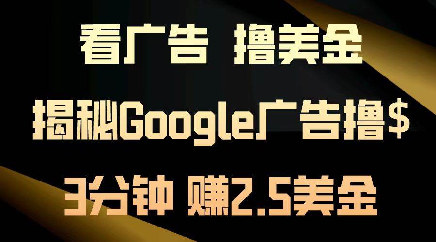 （13114期）看广告，撸美金！3分钟赚2.5美金！日入200美金不是梦！揭秘Google广告…-蓝天项目网