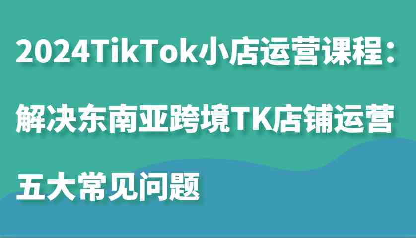 2024TikTok小店运营课程：解决东南亚跨境TK店铺运营五大常见问题-蓝天项目网