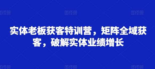 实体老板获客特训营，矩阵全域获客，破解实体业绩增长-蓝天项目网